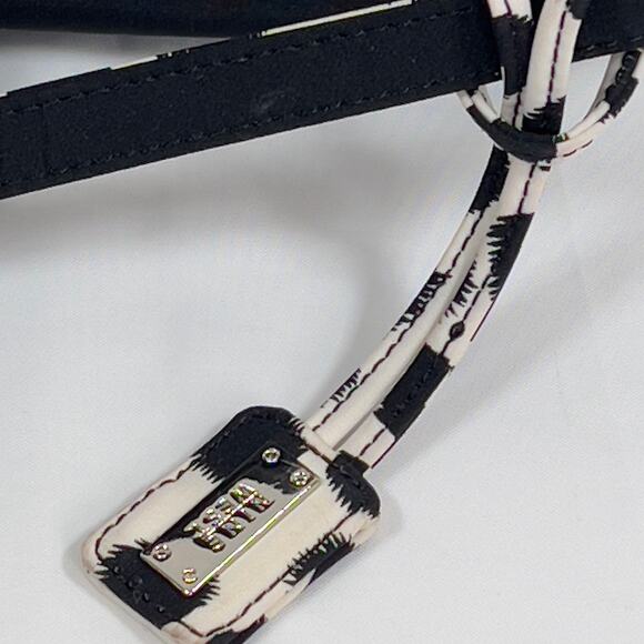 Nine West Drawstring Black Nylon Type Fabric Bag Adjustable Cheetah Print Strap - Picture 14 of 15